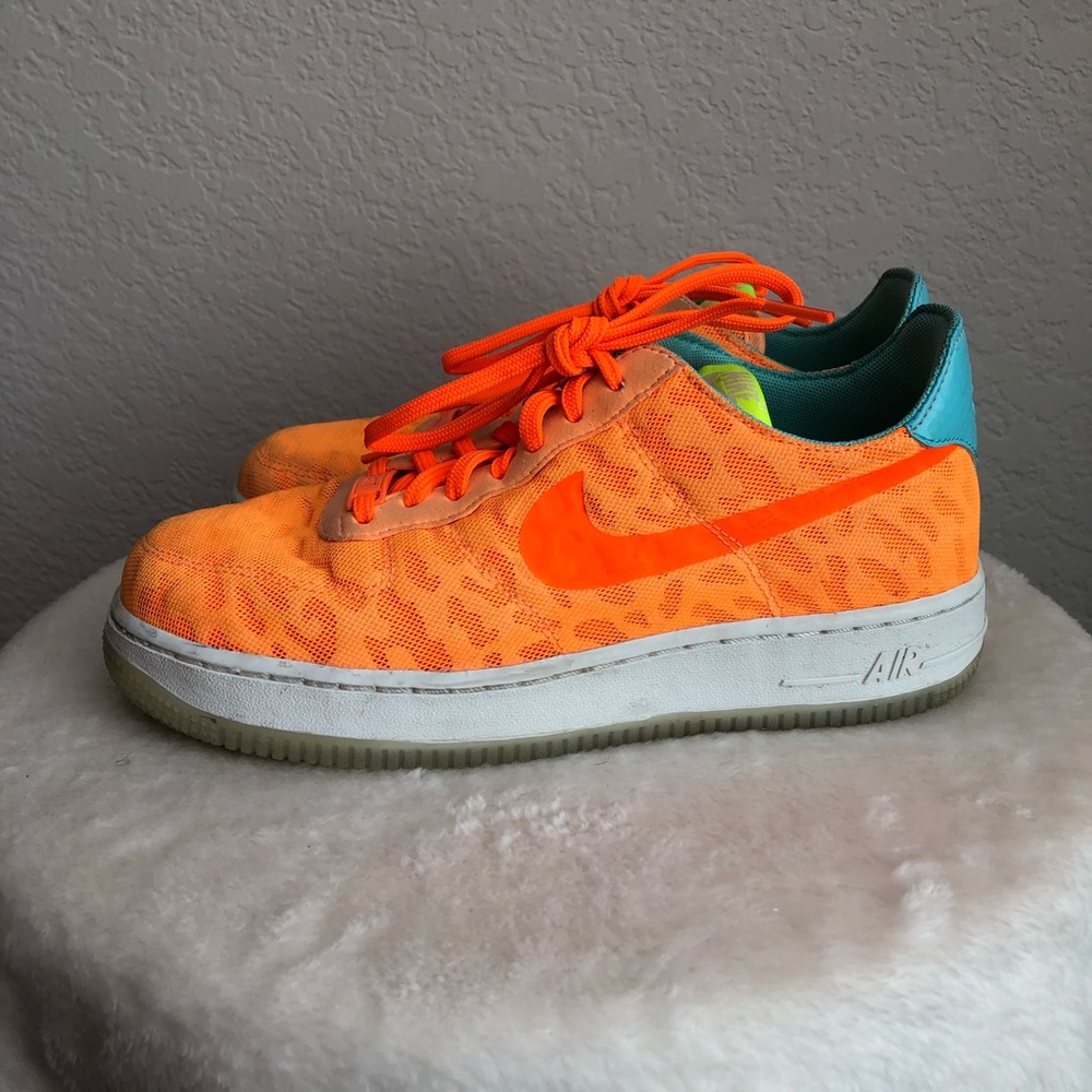 Nike Orange Leopard Print Air Force 1 Sneakers